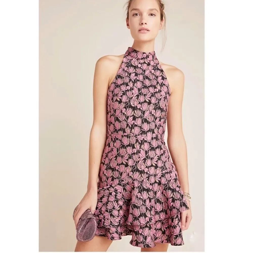 💯 ML Monique Lhuillier Rita Ruffled Mini Dress